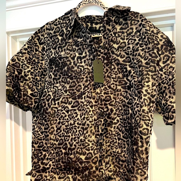 AllSaints Jemi Shirt - NWT - Sz. UK 16 - US 12 Golden Leopard ๐๐๐๐๐๐๐๐๐ - Picture 4 of 13